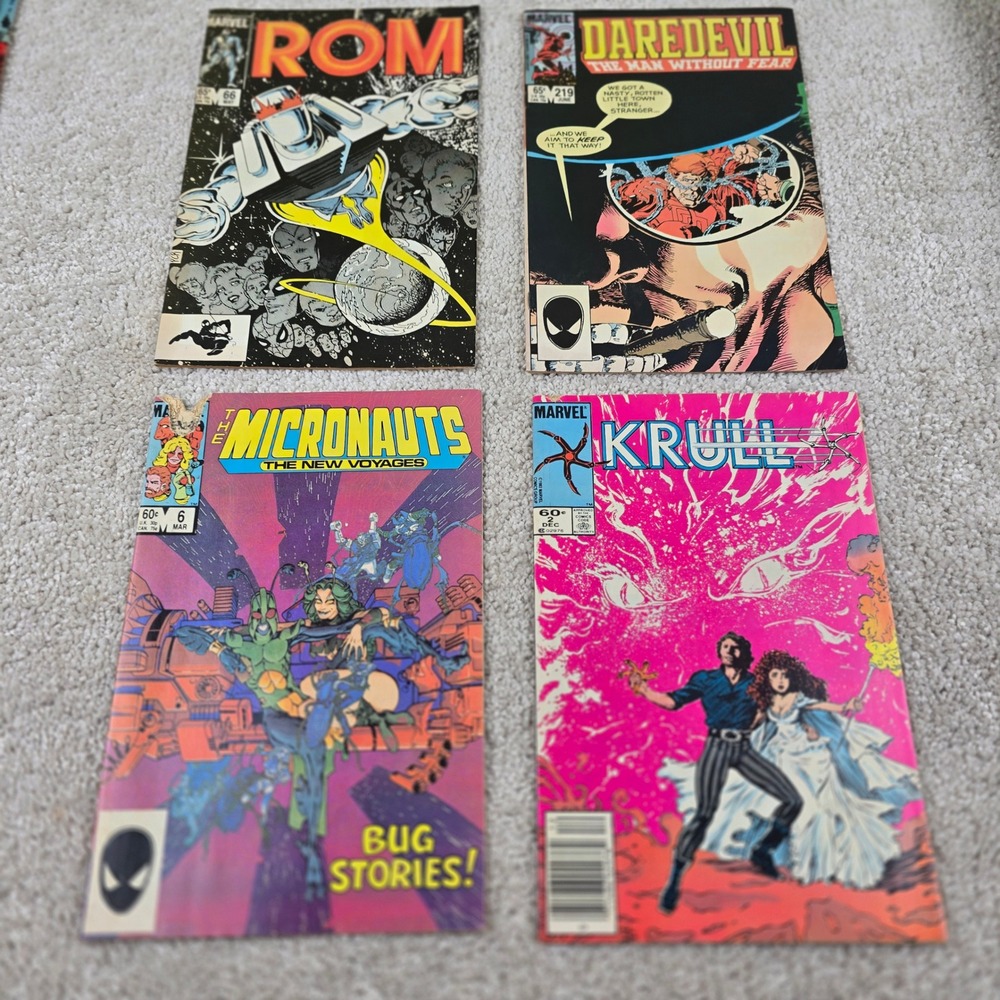Marvel Comic Book Lot Daredevil Rom Krull Micronauts 4 Issue Mixed Collection